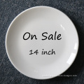Wholesale 14 inch Ivory Creamy White Restaurant Hotel Porcelain Plate On Sale